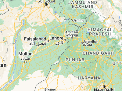 Map showing location of Kot Rādha Kishan (31.1725, 74.09972)