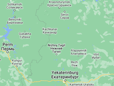 Map showing location of Krasnoural’sk (58.3638, 60.0407)