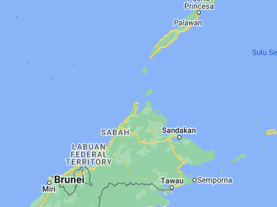 Map showing location of Kudat (6.8837, 116.8477)