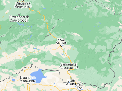 Map showing location of Kyzyl (51.71472, 94.45338)