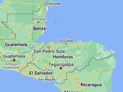 Map showing location of La Masica (15.61667, -87.11667)