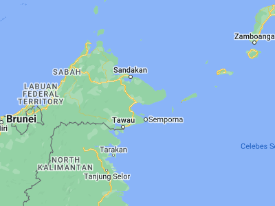 Map showing location of Lahad Datu (5.0268, 118.327)