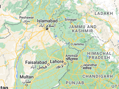 Map showing location of Lāla Mūsa (32.70235, 73.96)