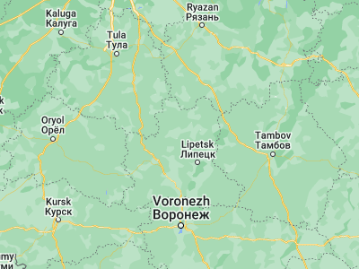 Map showing location of Lebedyan’ (53.01942, 39.16639)