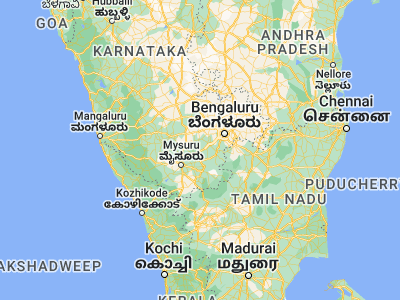 Map showing location of Maddūr (12.6, 77.06667)