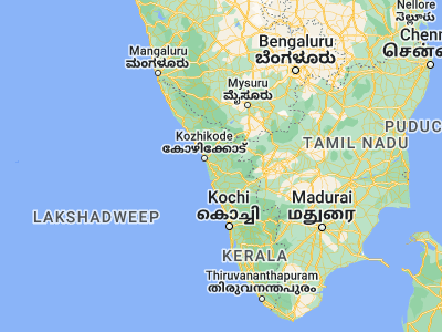 Map showing location of Manjeri (11.11667, 76.11667)