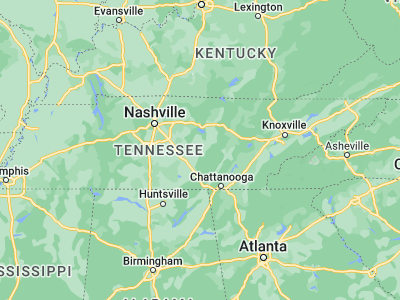 Map showing location of McMinnville (35.6834, -85.76998)