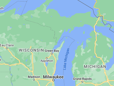 Map showing location of Menominee (45.10776, -87.61427)