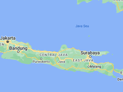 Map showing location of Mlonggo (-6.53333, 110.7)