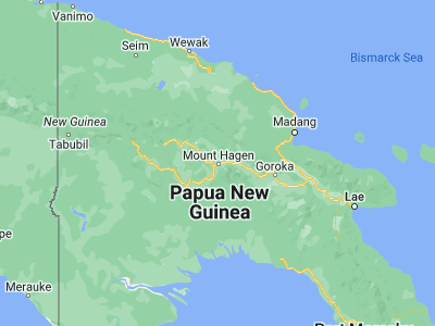 Map showing location of Mount Hagen (-5.8581, 144.22744)