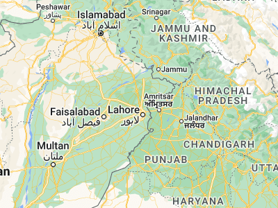 Map showing location of Murīdke (31.8025, 74.26167)