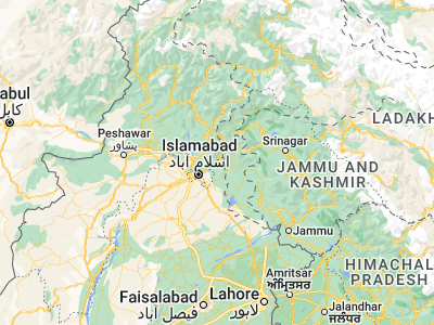 Map showing location of Murree (33.90727, 73.39295)