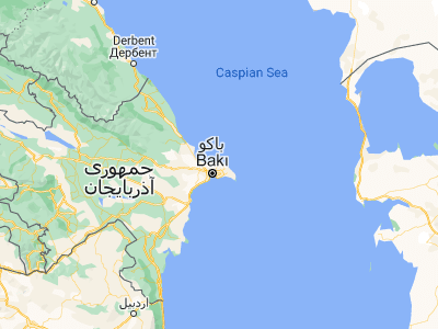 Map showing location of Nardaran (40.55611, 50.00556)