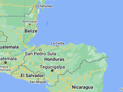 Map showing location of Nueva Armenia (15.79556, -86.49845)