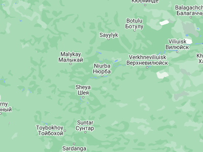 Map showing location of Nyurba (63.28417, 118.33194)