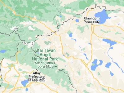 Map showing location of Ölgiy (48.96833, 89.9625)