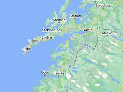 Map showing location of Oppeide (68.08524, 15.60314)