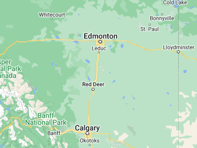 Map showing location of Ponoka (52.6768, -113.58147)