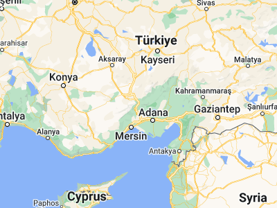 Map showing location of Pozantı (37.42778, 34.87167)