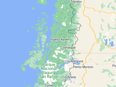 Map showing location of Puerto Chacabuco (-45.46667, -72.81667)