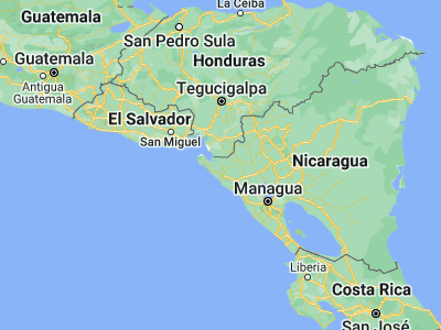 Map showing location of Puerto Morazán (12.85042, -87.17167)