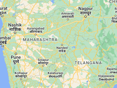 Map showing location of Pūrna (19.18333, 77.05)