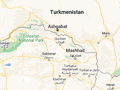 Map showing location of Qūchān (37.106, 58.50955)