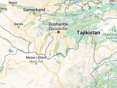 Map showing location of Qŭrghonteppa (37.83399, 68.78186)