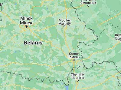 Map showing location of Rahachow (53.0934, 30.0495)