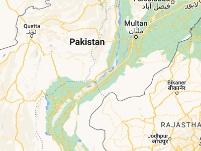 Map showing location of Rojhān (28.68677, 69.95343)