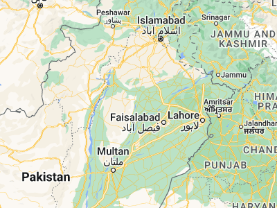 Map showing location of Sāhīwāl (31.97446, 72.33087)