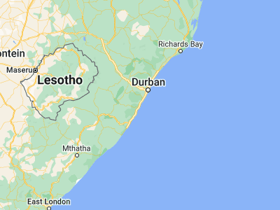 Map showing location of Scottburgh (-30.28666, 30.75316)