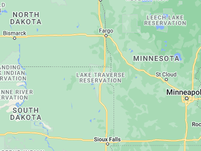 Map showing location of Sisseton (45.66468, -97.0498)