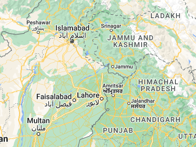 Map showing location of Sodhra (32.46162, 74.18234)