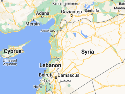 Map showing location of Souran (35.29193, 36.74848)