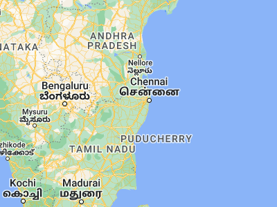 Map showing location of Srīperumbūdūr (12.96763, 79.94197)