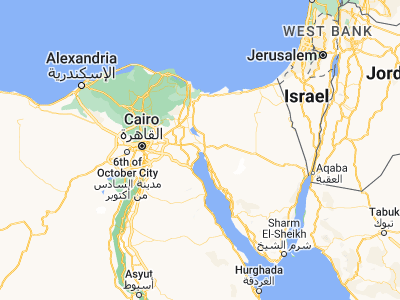 Map showing location of Suez (29.97371, 32.52627)