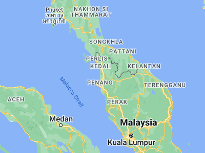 Map showing location of Sungai Petani (5.647, 100.48772)