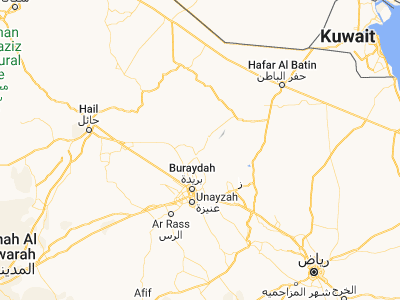 Map showing location of Tanūmah (27.1, 44.13333)