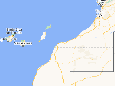 Map showing location of Tarfaya (27.93578, -12.92184)