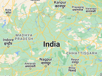 Map showing location of Tendūkheda (23.4, 79.55)