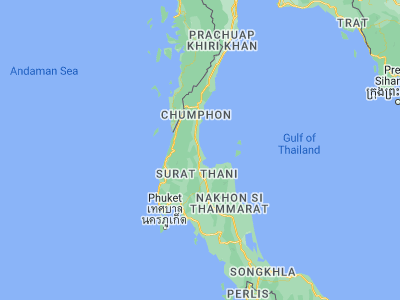 Map showing location of Tha Chana (9.57203, 99.16586)
