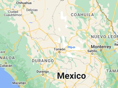 Map showing location of Tlahualilo de Zaragoza (26.10794, -103.44163)