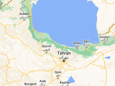 Map showing location of Tonekābon (36.81626, 50.87376)