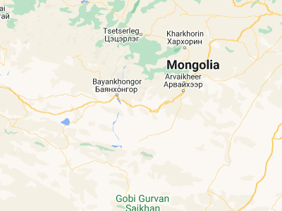 Map showing location of Tsagaan-Ovoo (45.96404, 101.45977)