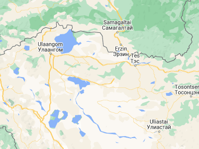 Map showing location of Tsagaanhayrhan (49.4, 94.23333)