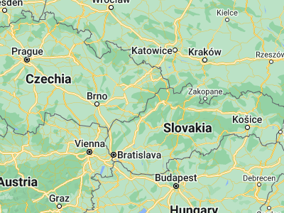 Map showing location of Valašské Klobouky (49.14064, 18.0076)