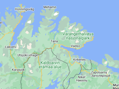 Map showing location of Varangerbotn (70.17278, 28.55598)