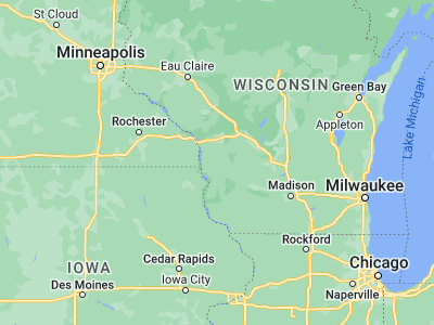 Map showing location of Viroqua (43.55692, -90.88874)