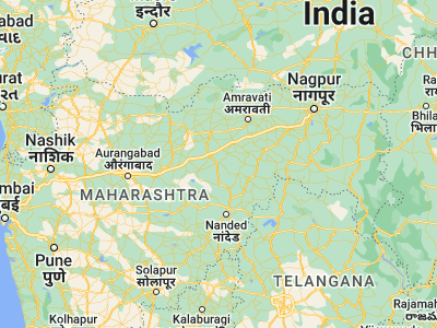 Map showing location of Wāshīm (20.1, 77.15)